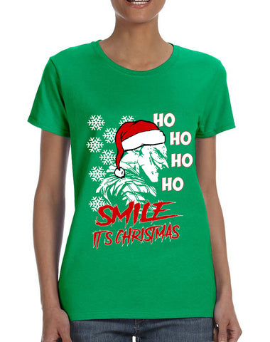 Women's T Shirt Christmas Joker Smile Its Christmas Holiday Tshirt