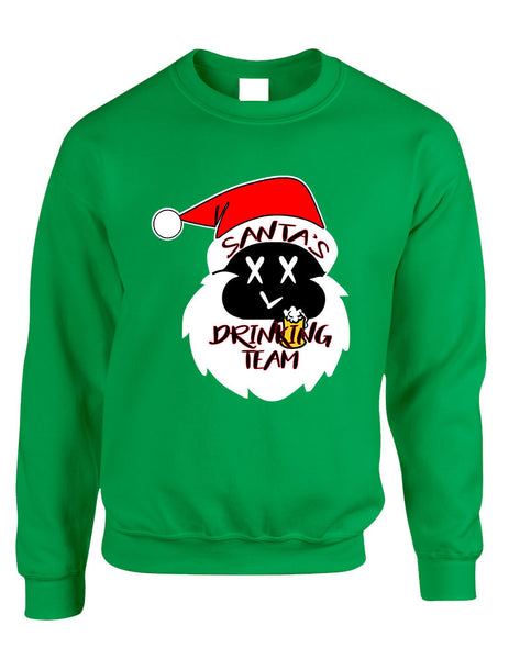 Adult Sweatshirt Santa's Drinking Team Fun Ugly Xmas Sweater - ALLNTRENDSHOP - 1