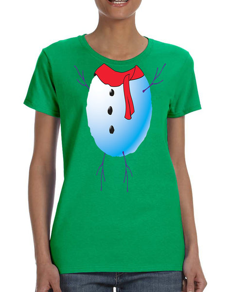 Women's T Shirt Snowman Tie Cute Ugly Christmas Trendy Shirt