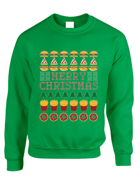 Adult Crewneck Junk Food Merry Christmas Ugly sweater Humor Top - ALLNTRENDSHOP - 2