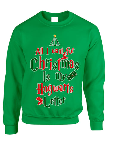 Adult Sweatshirt All I Want For Xmas Is Hogwarts Letter Holiday Top