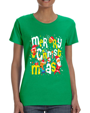 Women's T Shirt Merry Christmas Party Fireworks Ugly Xmas Gift