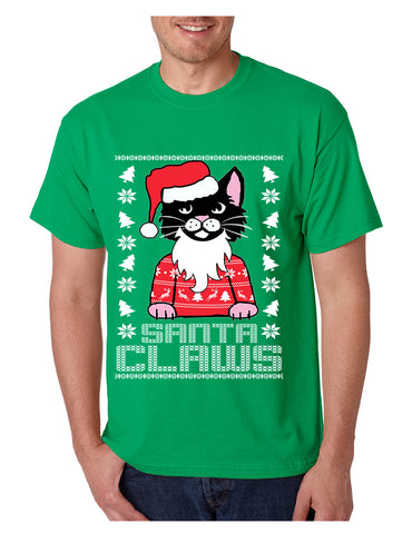 Men's T Shirt Santa Claws Cat Ugly Xmas Cute Cats Lover Gift