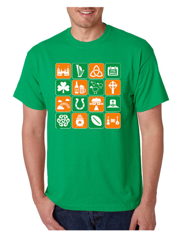 Men's T Shirt Irish Icons St Patrick's Day Symbols Tee Shirt