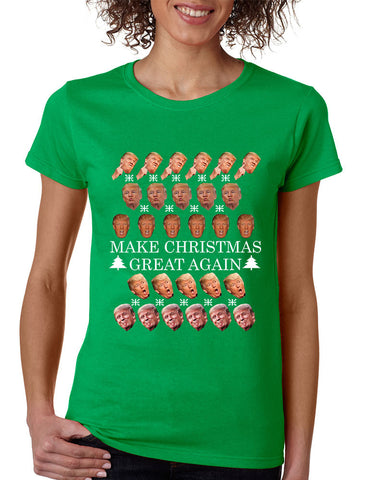 Women's T Shirt Make Christmas Great Again Trump Tee Xmas Gift - ALLNTRENDSHOP - 1