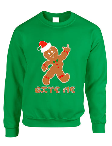 Adult Sweatshirt Bite Me Gingerbread Ugly Christmas Funny Top - ALLNTRENDSHOP - 1
