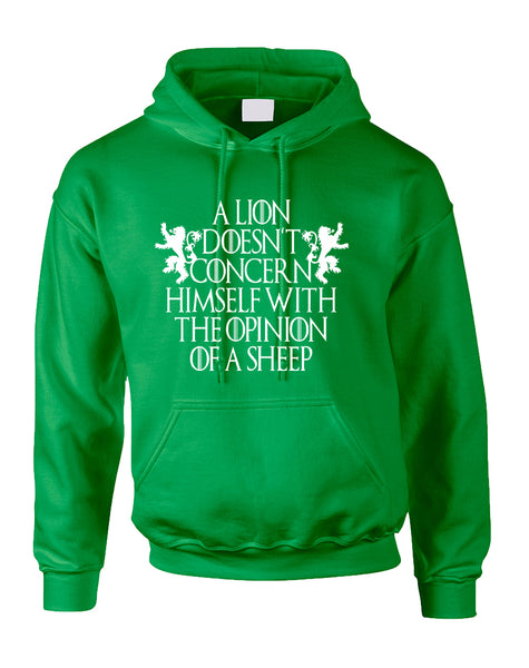 Adult Hoodie Lion Doesn't Concern Himself With Opinion Of A Sheep