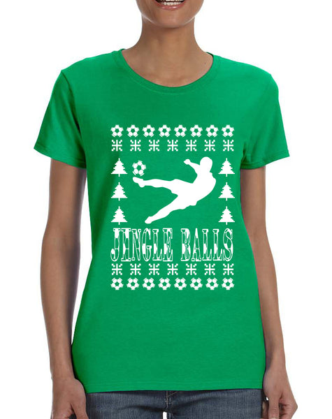 Women's T Shirt Jingle Balls Soccer Ugly Xmas Sport Fans Gift Idea