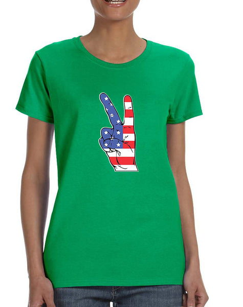 Women's T Shirt American Flag Hand 4th Of July Graphic Tee
