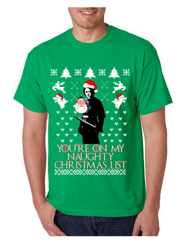 Men's T Shirt My Naughty Xmas List Arya Stark Ugly Christmas Tee
