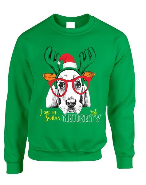 Adult Sweatshirt I Am On Santa's Naughty List Xmas Tee Dog Lover