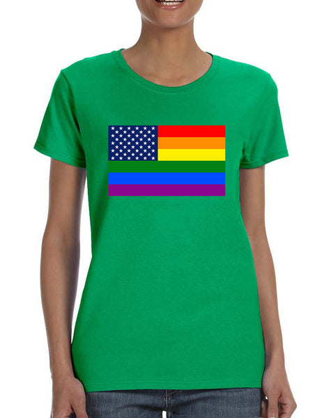 Women's T Shirt United States Gay Pride Flag Love Parade Tee