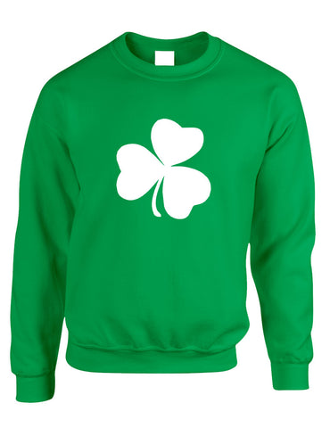 Adult Sweatshirt White Shamrock Graphic St Patrick's Day Cool - ALLNTRENDSHOP - 1