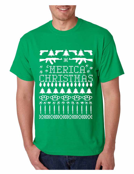 Men's T Shirt 'merica Ugly Christmas Sweater Love USA America - ALLNTRENDSHOP - 2