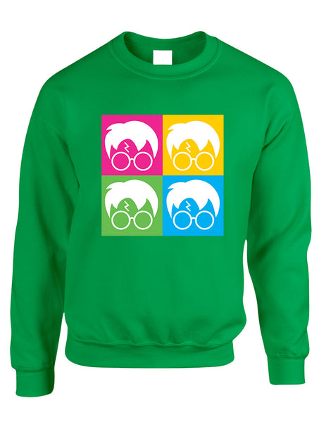 Adult Crewneck 4 Faces Harry Glasses Scar Cool Popular Top - ALLNTRENDSHOP - 3