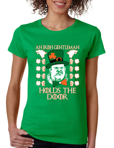 Women's T Shirt Irish Hodor Hold The Door St Patrick's Day Tee