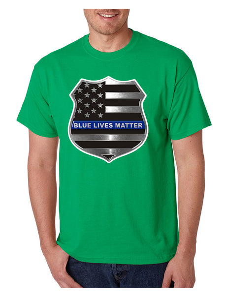 Men's T Shirt Blue Lives Matter American Flag Shirt
