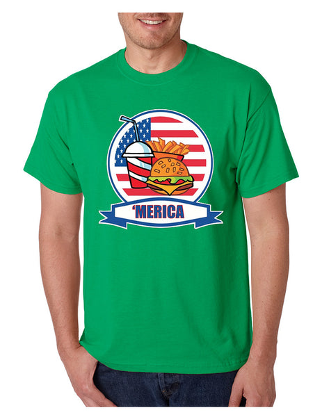 Men's T Shirt Fast Food 'merica Love America USA Top