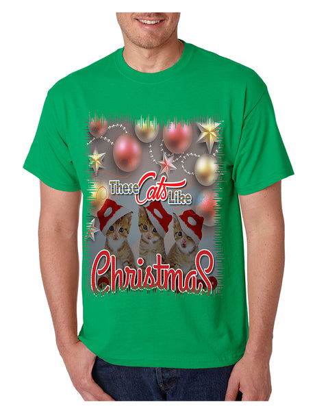 Men's T Shirt These Cats Like Christmas Cute Gift Cat Lover Shirt