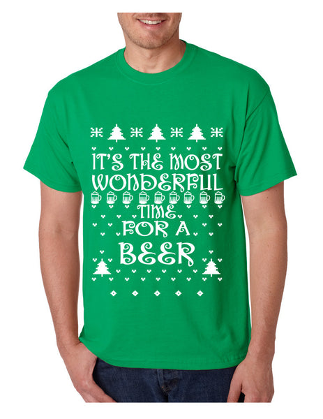 Men's T Shirt It's Most Wonderful Time for Beer Ugly Sweater Xmas - ALLNTRENDSHOP - 2