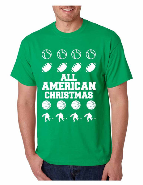 Men's T Shirt All American Christmas Sport Fans Holiday Gift - ALLNTRENDSHOP - 1