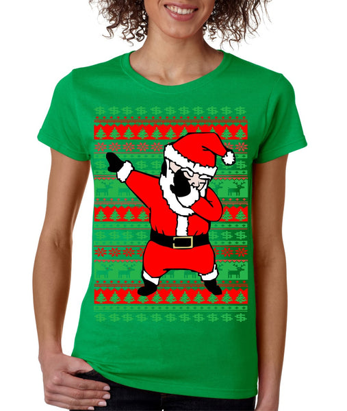 Dabbing santa ugly christmas sweater Women T-shirt - ALLNTRENDSHOP