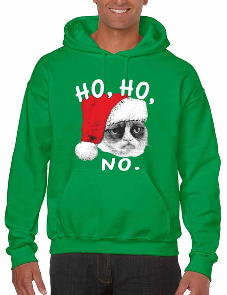 HO HO NO Grumpy cat men Hooded sweatshirt - ALLNTRENDSHOP
