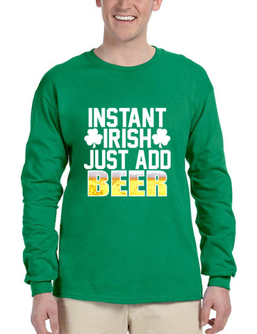 Men's Long Sleeve Instant Irish Add Beer St Patrick's Shirt - ALLNTRENDSHOP - 1