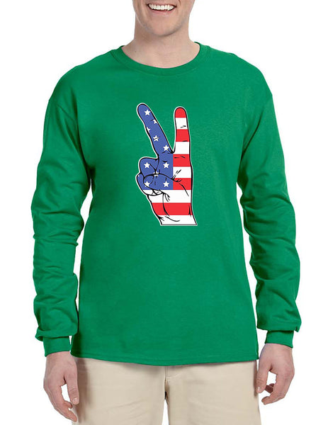 Men's Long Sleeve American Flag Hand 4th Of July Shirt