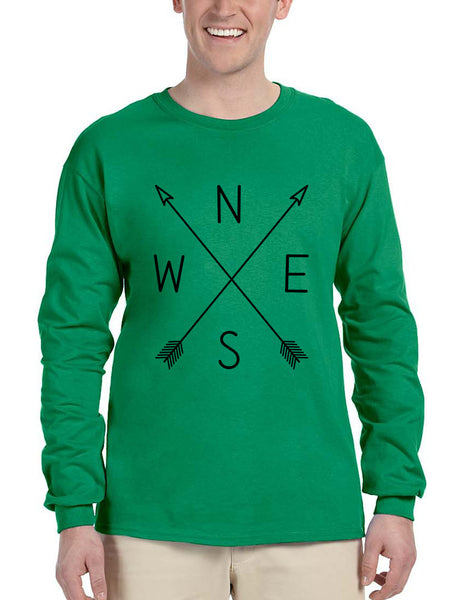 Men's Long Sleeve Compass Arrow Crossed Cool Graphic Top NWSE - ALLNTRENDSHOP - 2