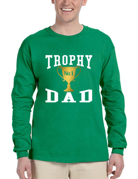 Men's Long Sleeve Shirt Trophy Dad Love Father Daddy Cool Gift - ALLNTRENDSHOP - 3
