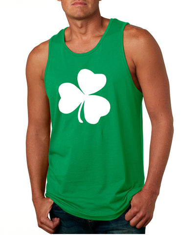 Men's Tank Top White Shamrock Graphic St Patrick's Day Party Top - ALLNTRENDSHOP - 1