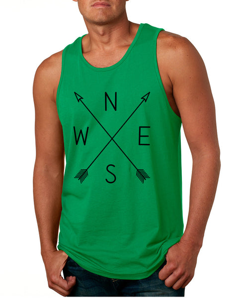 Men's Tank Top Compass Arrow Crossed Cool NWSE Graphic Top - ALLNTRENDSHOP - 3
