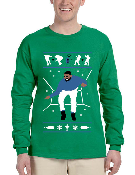 Men's Long Sleeve Hotline Bling Blue 1-800 Hotline Ugly Sweater - ALLNTRENDSHOP - 3