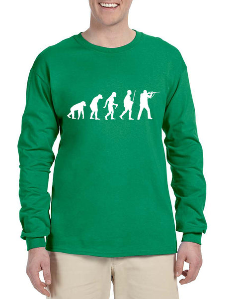 Men's Long Sleeve Hunting Evolution Funny Hunting T Shirt