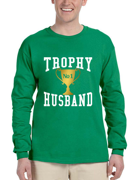 Men's Long Sleeve Trophy Husband Cool Xmas Love Family Gift Top - ALLNTRENDSHOP - 3
