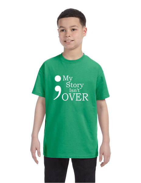 Kids Youth T Shirt My Story Isn't Over Semicolon Tshirt