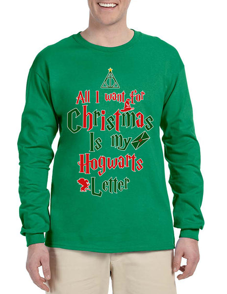 Men's Long Sleeve All I Want For Xmas Is Hogwarts Letter Cool Gift