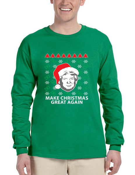 Men's Long Sleeve Trump Christmas Great Again Money Snow Xmas - ALLNTRENDSHOP - 2