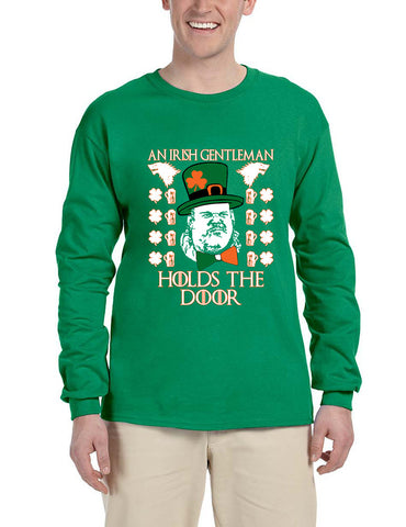 Men's Long Sleeve Irish Hodor Hold The Door St Patrick's Tee