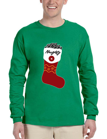 Men's Long Sleeve Naughty Xmas Ugly Socks Graphic Cool Holiday Gift