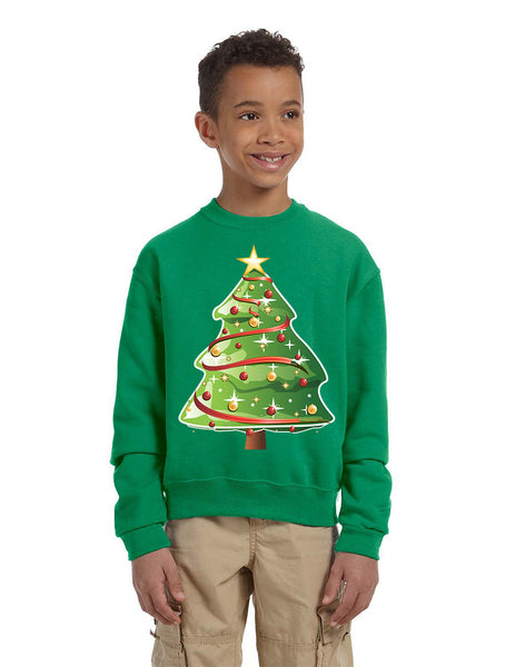 Kids Youth Sweatshirt Christmas Tree Cute Xmas Present Top