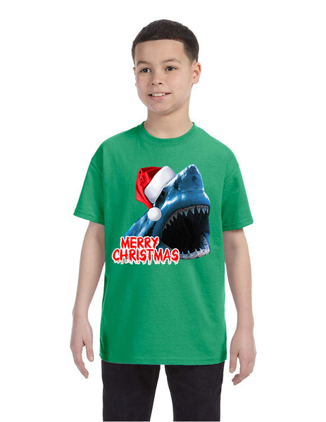 Kids Youth T Shirt Santa Jaws Merry Christmas Ugly Xmas Fun Tee