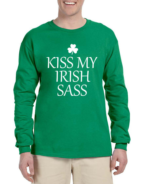 Men's Long Sleeve Kiss My Irish Sass St Patrick's Day Tee