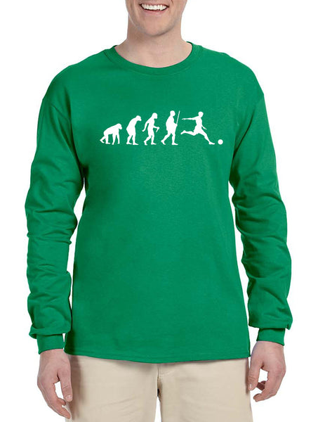 Men's Long Sleeve Soccer Evolution Funny Sport Shirt
