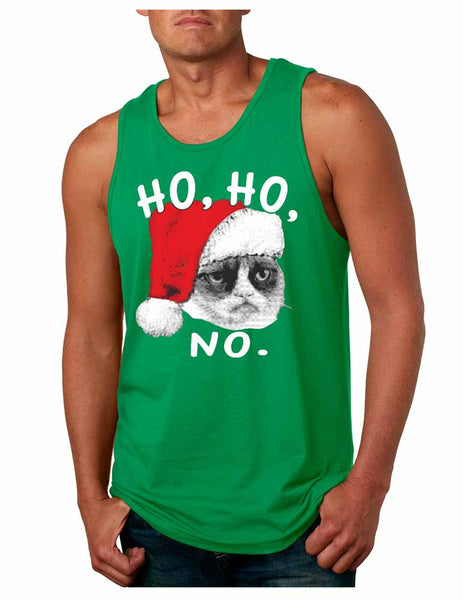 HO HO NO Grumpy cat Men's Jersey Tank - ALLNTRENDSHOP