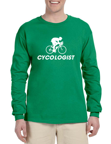 Men's Long Sleeve Cycologist Cool Cycling Funny Sport Tee
