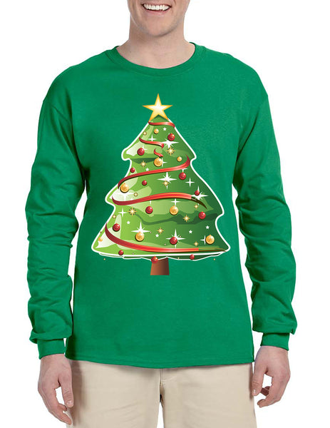 Men's Long Sleeve Christmas Tree Cute Holiday Gift Ugly Xmas