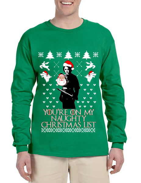 Men's Long Sleeve My Naughty Xmas List Arya Stark Ugly Christmas