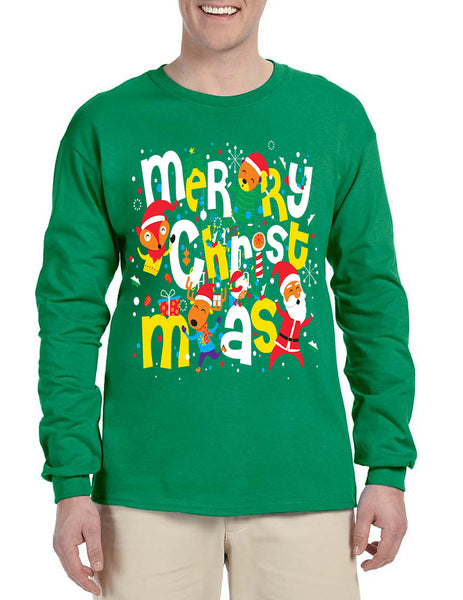 Men's Long Sleeve Merry Christmas Party Fireworks Ugly Shirt